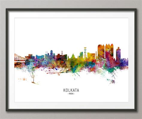 Kolkata Skyline India Cityscape Painting Art Print Poster CX - Etsy