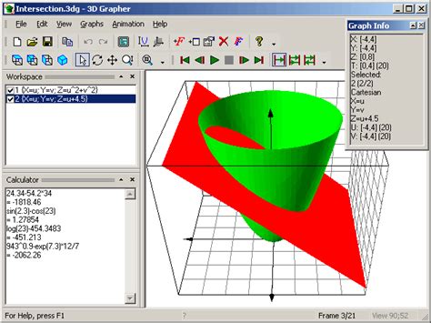 3D Grapher - plots animated 2D and 3D graphs of equations and tables