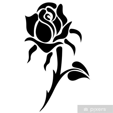 Poster black rose silhouette - PIXERS.US