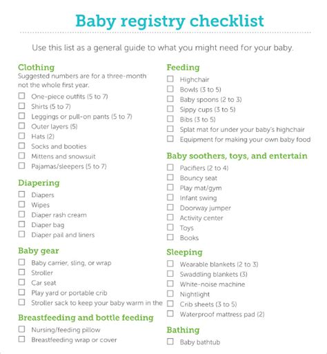 FREE 11+ Baby Registry Checklist Samples in Google Docs | MS Word ...