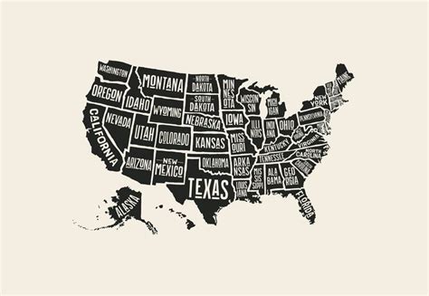 USA map 2 Wall Mural / Wallpaper Maps | United states map, States in america, Us map