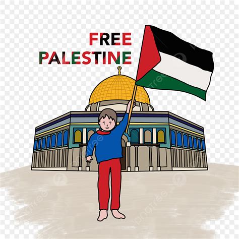 Palestine Flag Clipart Hd PNG, Masjid Al Aqsa Free Palestine Illustration Boy Holding Flag, Free ...