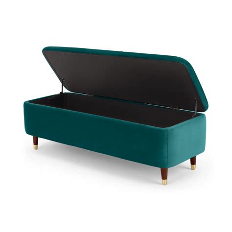 Margot Ottoman Storage Bench, Seafoam Blue Velvet • Sofas Etc