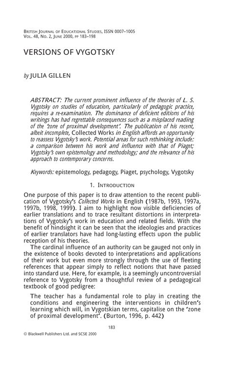 (PDF) Versions of Vygotsky