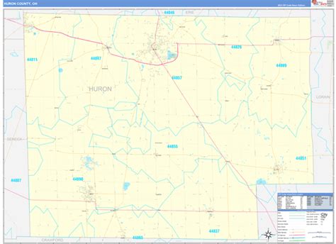 Huron County Wall Map Premium Style - marketmaps.com