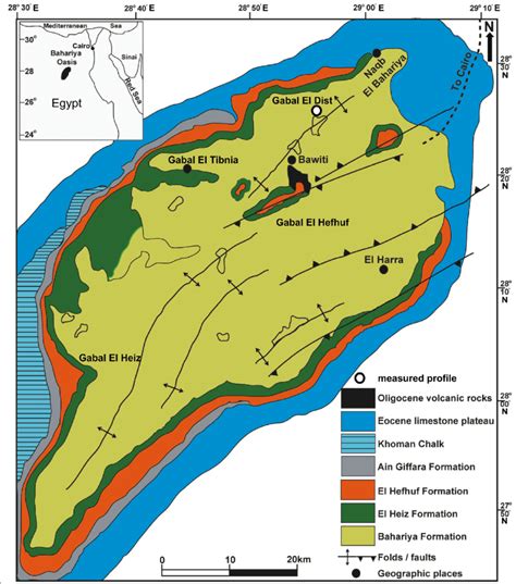 Geologic and geographic map of the Bahariya Oasis, Western Desert ...