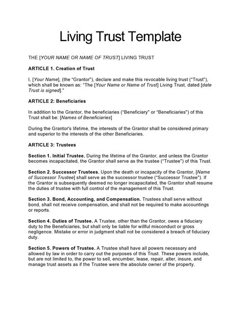 30 Free Living Trust Forms & Templates [Word] - TemplateArchive in 2024 ...