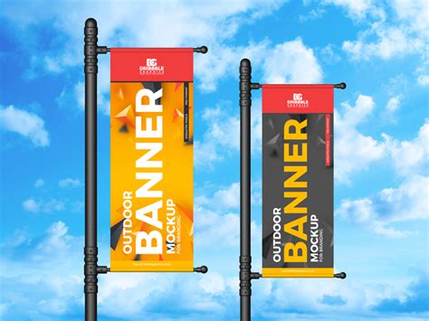 Free Outdoor Banner Mockup For Branding | Dribbble Graphics Pole Banners, Vinyl Banners, Banner ...