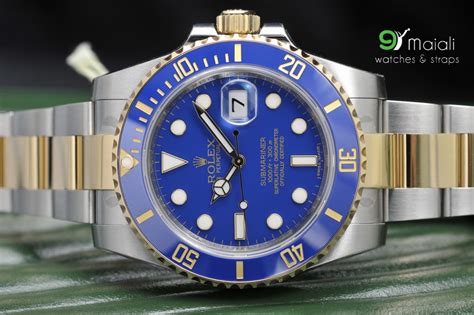 Rolex Submariner Steel and Gold Blue Dial Ceramic Blue Bezel Ref ...