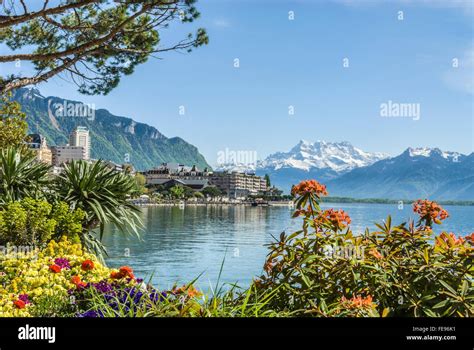 Spring Flowers am Quai des Fleures, Montreux, Lake Geneva, Switzerland Stock Photo - Alamy