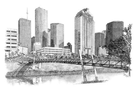 Houston Skyline Line Drawing