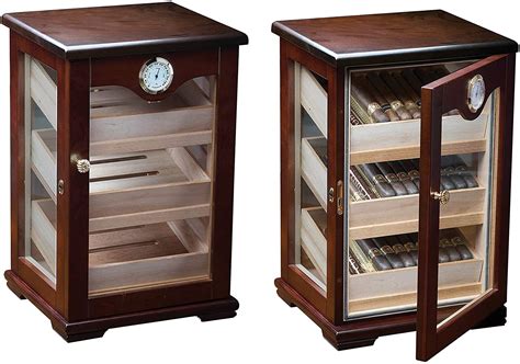 Prestige Import Group Milano Countertop Display Cigar Humidor with 4 Glass Sides & Angled Trays ...