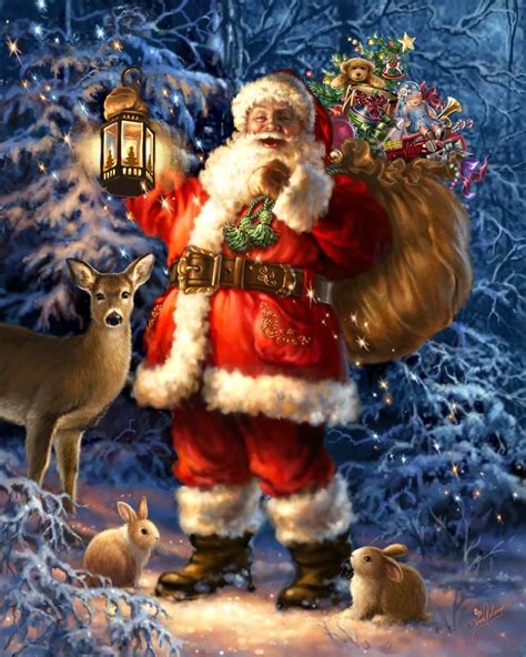 WOODLAND SANTA BY DONA GELSINGER | Santa christmas, Christmas scenes, Christmas images