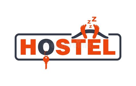 Hostel Logo - Bedroom, Key and Sleeping Character Stock Vector - Illustration of realty, hotel ...