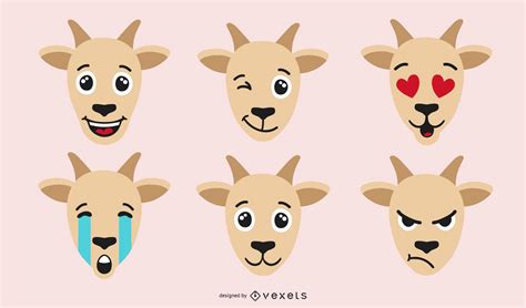 Colored Goat Emoji Set Vector Download