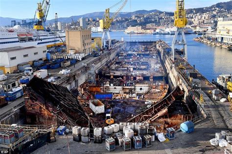 Ghost ship: Wreck of tragic Costa Concordia is torn apart for scrap ...