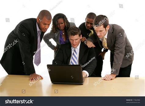 Group Business People Clustered Around Laptop Stock Photo 17364988 | Shutterstock