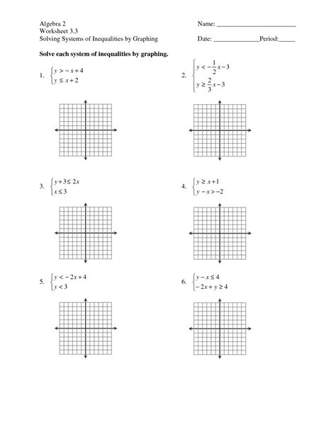 Solving Systems Of Inequalities Worksheet - Zipworksheet.com