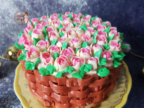 Flower Basket Cake Using Russian Piping Tips/How to Use Russian Piping ...