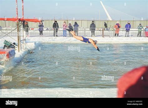 Winter swimming performance in Songhua River, Harbin Stock Photo - Alamy