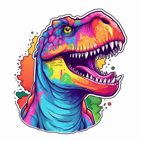 Premium AI Image | a drawing of a dinosaur with a rainbow colored head.