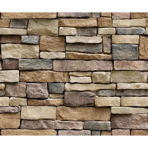 OUTAD New 3D Stone Brick Wallpaper Removable PVC Wall Sticker Home Decor Art Wall Paper for ...