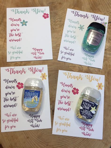 Vet Tech Week, Appreciation, Thank You Cards for Hand Sanitizer, Printable, Instant Download ...