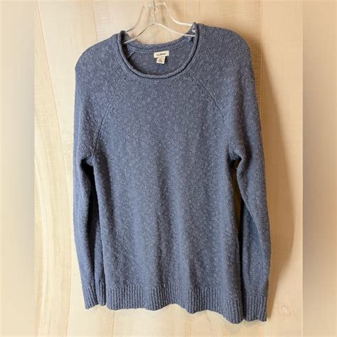 L.L. Bean | Sweaters | Womens Ll Bean Midweight Cotton Slub Roll Neck Sweater Indigo Blue Size ...