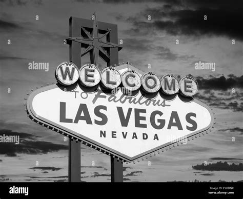 Las vegas strip sign sunset Black and White Stock Photos & Images - Alamy