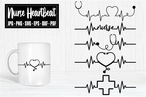 Nurse Heartbeat SVGs, Medical Nurse Heartbeat SVG