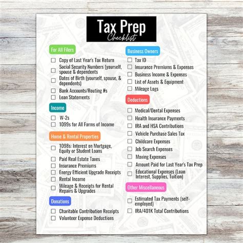 Tax Form Checklist 2023 - Printable Forms Free Online