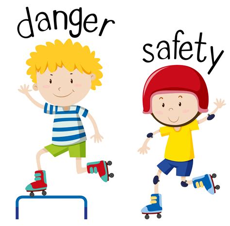 Opposite wordcard for danger and safety 455534 Vector Art at Vecteezy