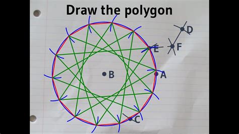 Constructing a tetradecagon (14 sided polygon) with a straightedge and compass - YouTube