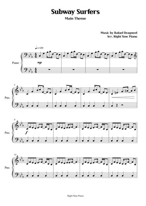 Subway Surfers - Main Theme (Easy Piano) Sheet Music