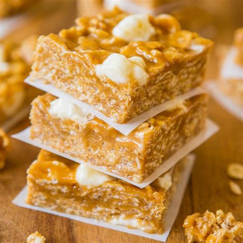 No-Bake Peanut Butter Marshmallow Cereal Bars - Averie Cooks