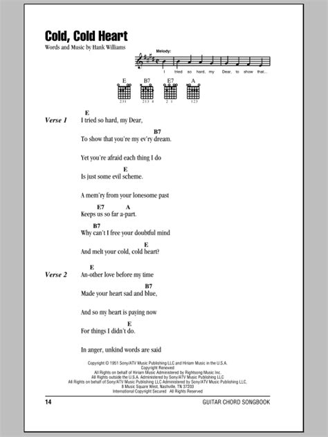 Cold, Cold Heart by Hank Williams - Guitar Chords/Lyrics - Guitar ...