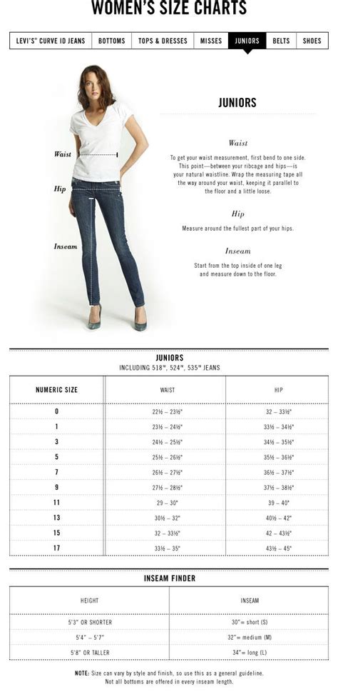 LevisStore.com | Sizing Chart for Women's Jeans | Jeans brands, Clothes, Denim