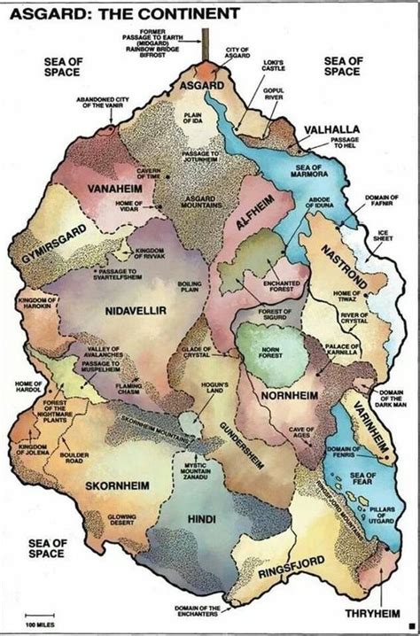 Asgard map created by Marvel Comics, first seen in Thor. | Norse ...