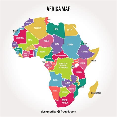 Mapa do continente de África com cores diferentes | Vetor Grátis