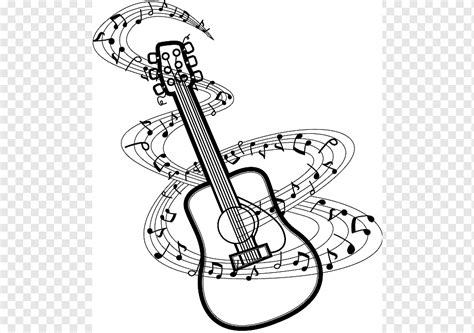 Notas musicais e violão, nota musical Desenho para guitarra, notas s BW, monocromático ...