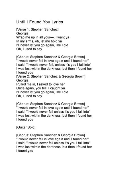 Until I Found You Lyrics - Until I Found You Lyrics [Verse 1: Stephen Sanchez] Georgia Wrap me ...