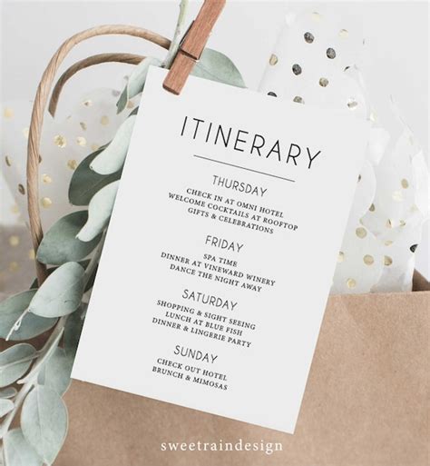 Wedding Itinerary Template For Guests For Your Needs