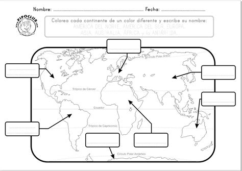 Mapa mudo | Recursos de enseñanza de español, Geografía para niños, Continentes y océanos