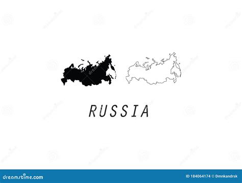 Russia Outline Map National Borders Stock Vector - Illustration of infographic, design: 184064174