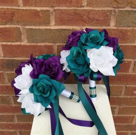 teal and purple wedding bouquets - Madlyn Yancey