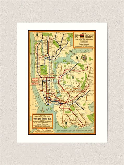 "Vintage NYC Subway Map (1954)" Art Print for Sale by VintageHeritage ...