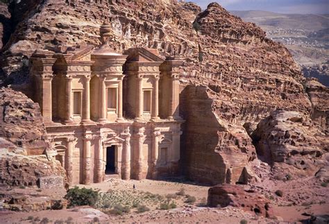 The Monastery Petra - Another angle of the Ad Deir or "The Monastery”, carved out of rock in the ...