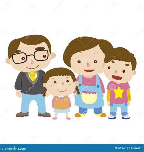 Illustration Of Cute Family With White Stock Vector - Illustration of ...