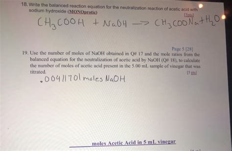 Solved 18. Write the balanced reaction equation for the | Chegg.com