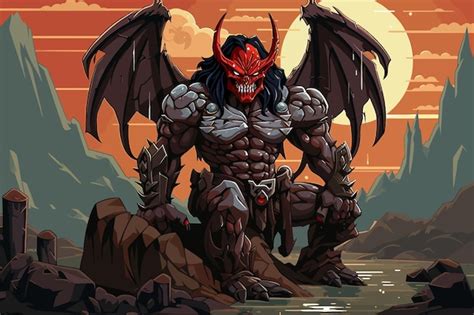 Premium AI Image | Vector illustration of classic Diablo game